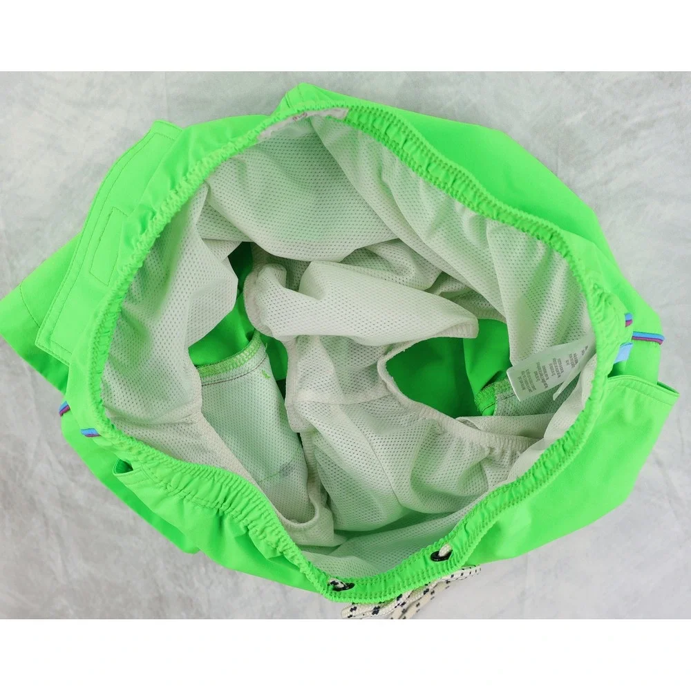 Psycho Bunny Swim Trunks Mens Small S Neon Green Piping Board Shorts Lined 5